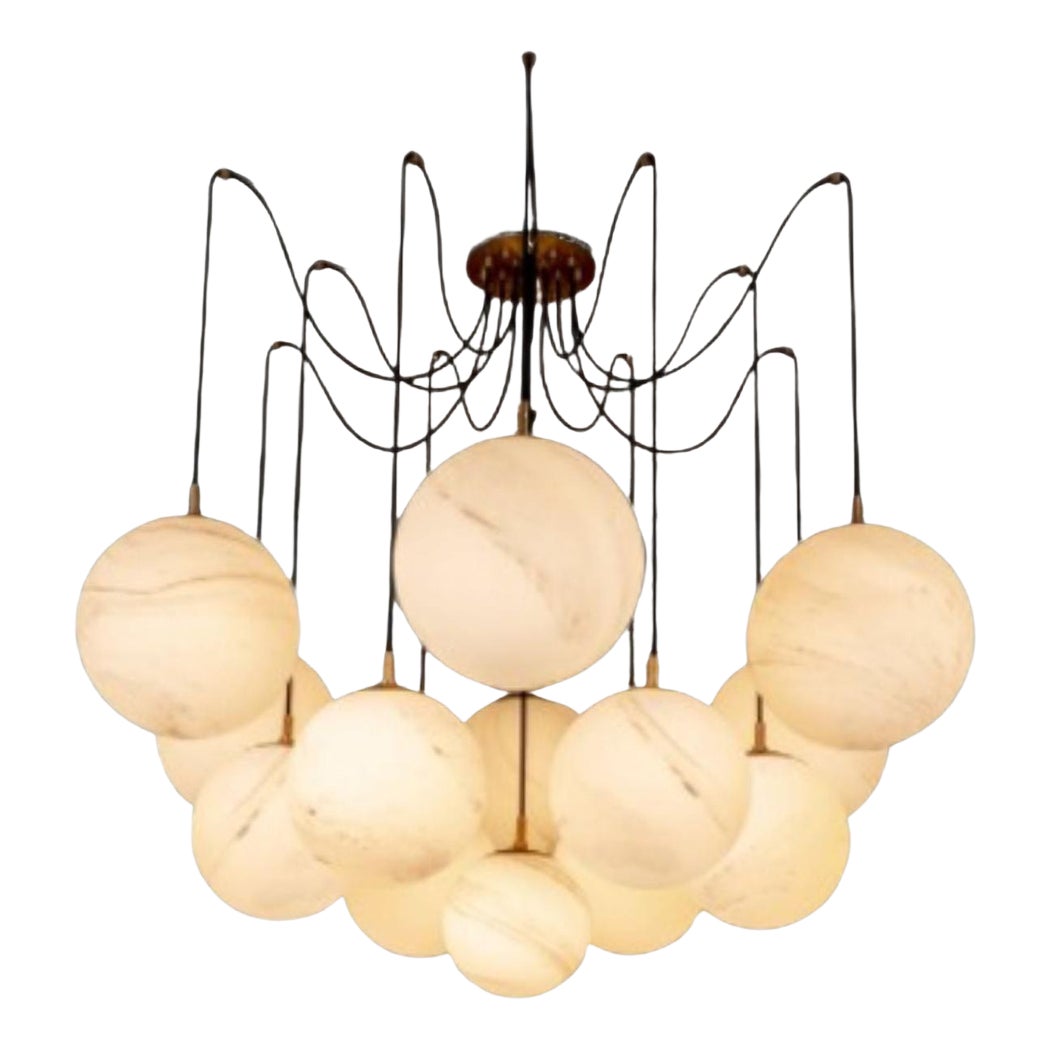 Modern Alabaster Ball Chandelier