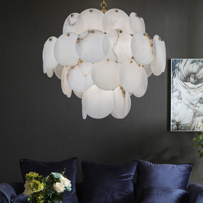 Celestia Modern Round Alabaster Chandelier Light, Luxurious Round Chandelier