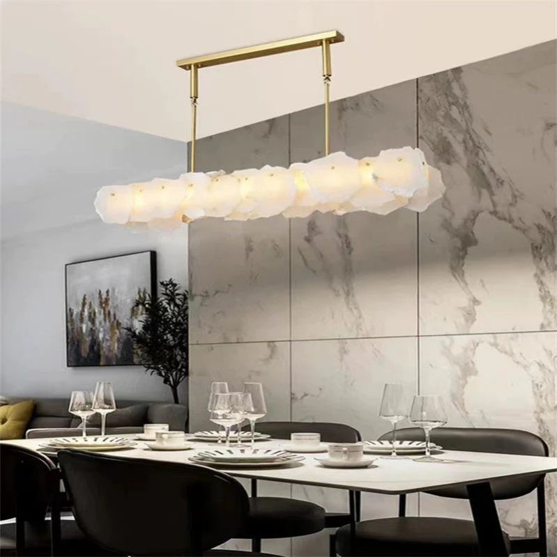 Asher Alabaster Oval Chandelier with Rod, Dining Room Chandelier