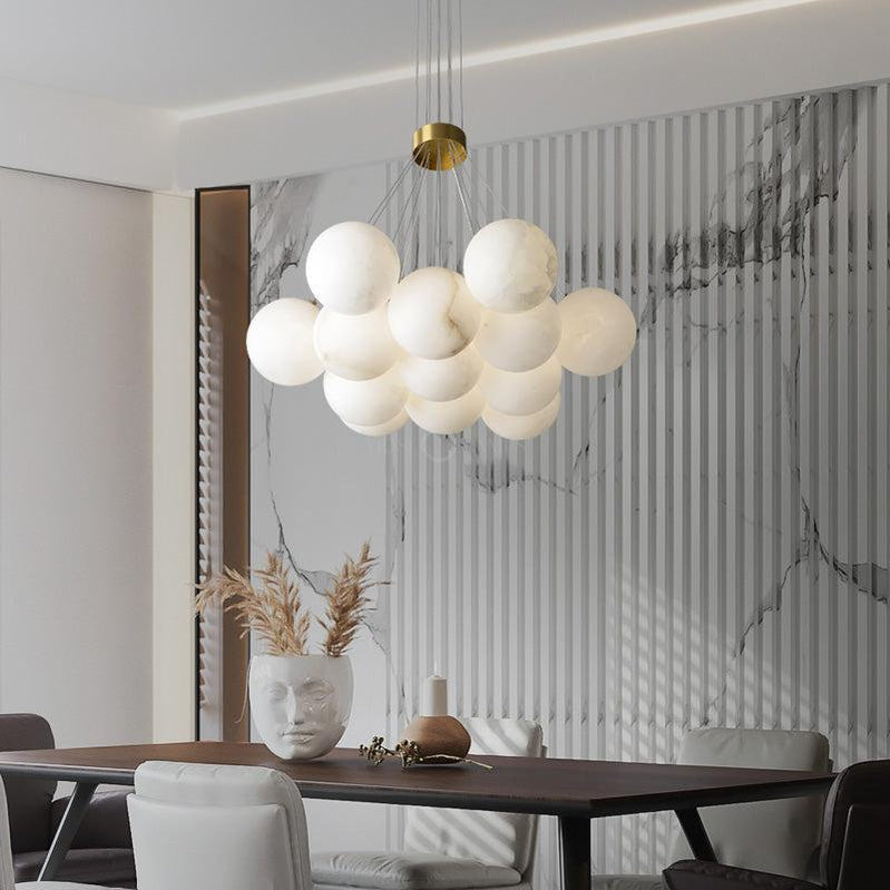 Modern Pearl Alabaster Ball Pendant Light