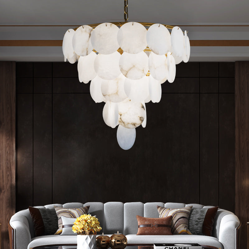 Isabella Round Chandelier with Exquisite Alabaster Disks