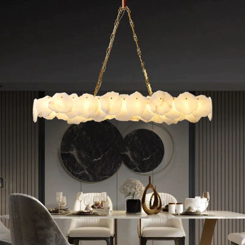 Asher Alabaster Oval Chandelier, Dining Room Chandelier