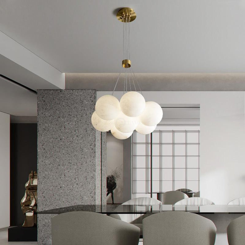 Modern Pearl Alabaster Ball Pendant Light