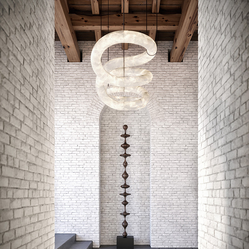 Oslo Designer Inspired Double Loop Symmetrical Alabaster Chandelier Light