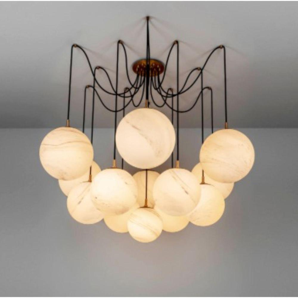 Modern Alabaster Ball Chandelier