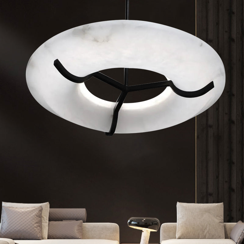 Modern Round Alabaster Dining Room Chandelier