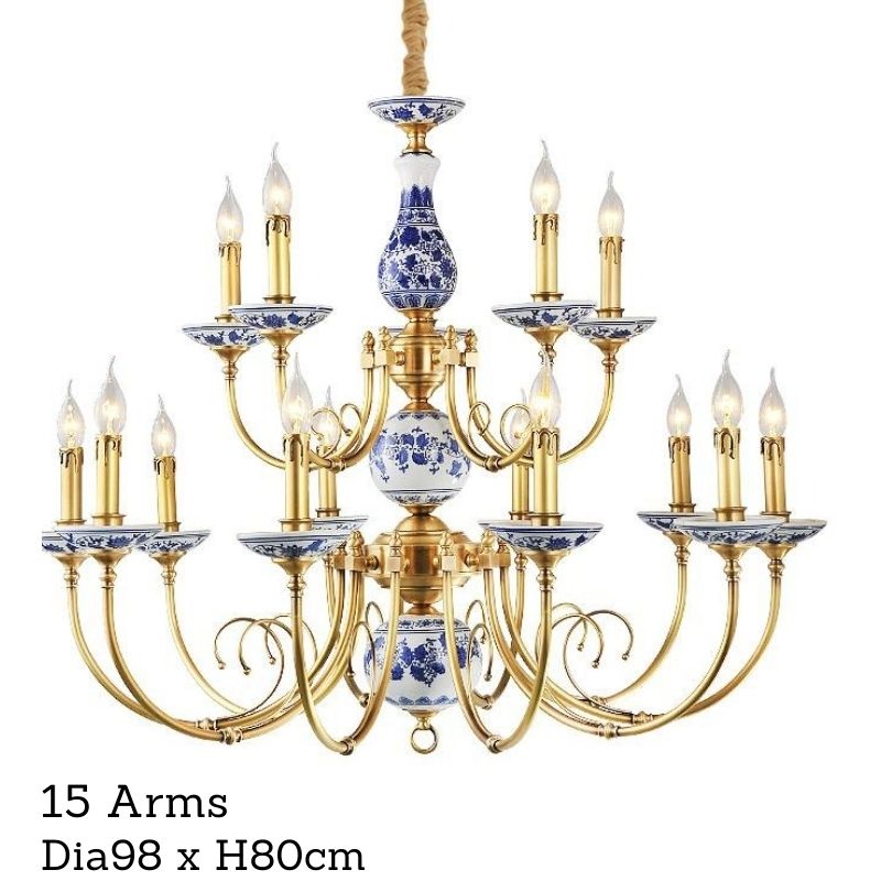 Royal Blue & White Porcelain Chandelier