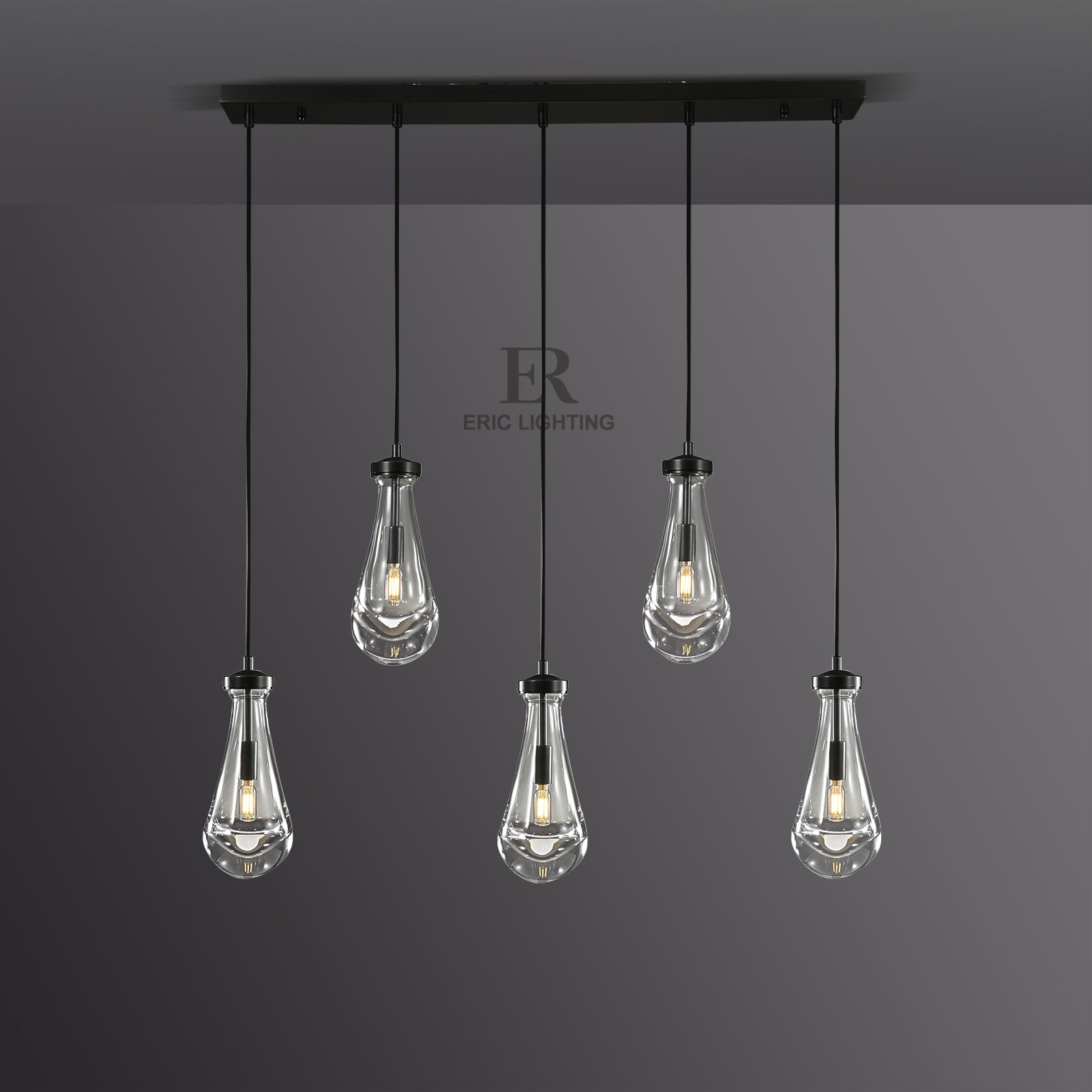 Raindrop De Linear Chandelier 5-Lights L 36"