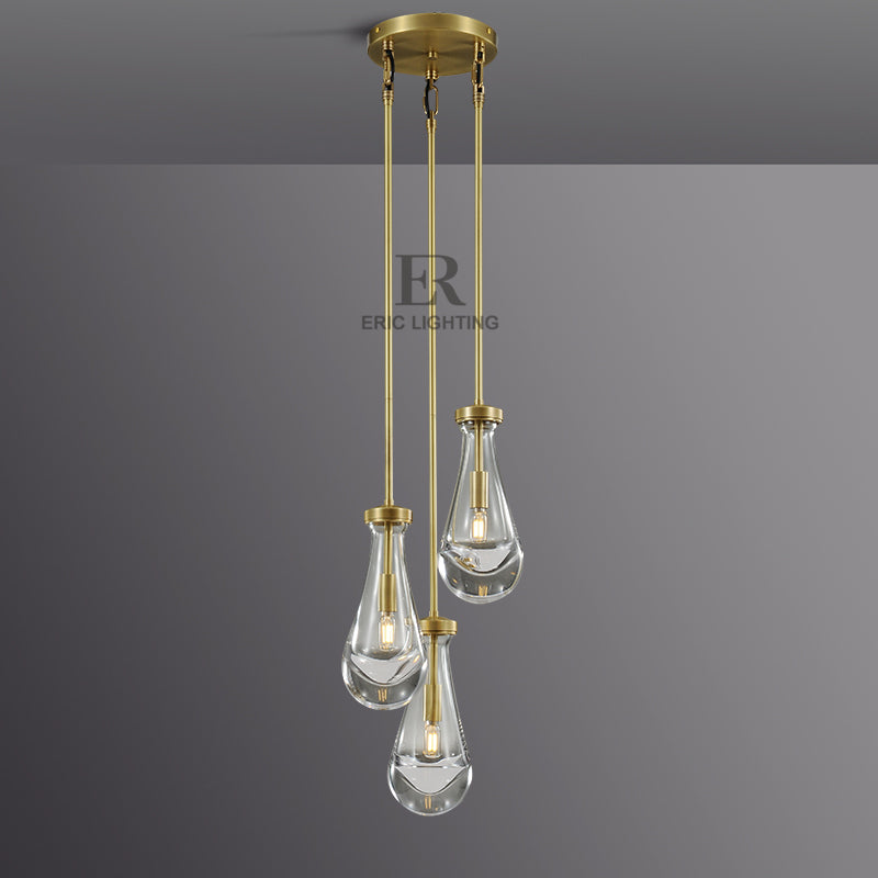 Raindrop De Round Chandelier 3-Light D 8"