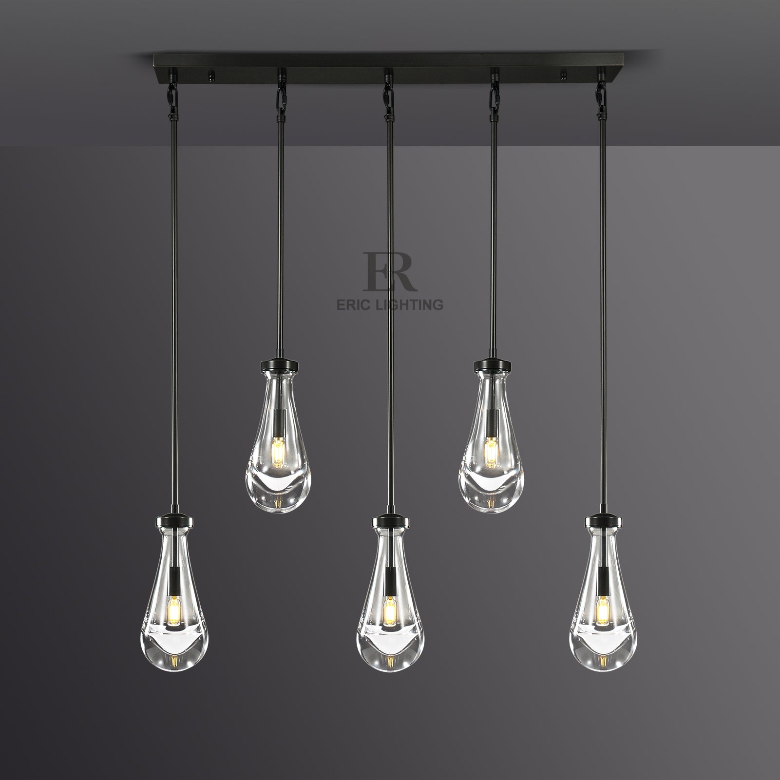 Raindrop De Linear Chandelier 5-Lights L 36"