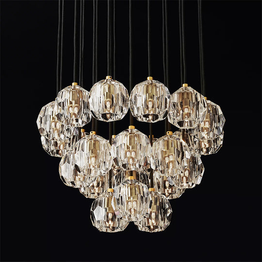 Bille De Crystal Ball Cluster Chandelier 24"