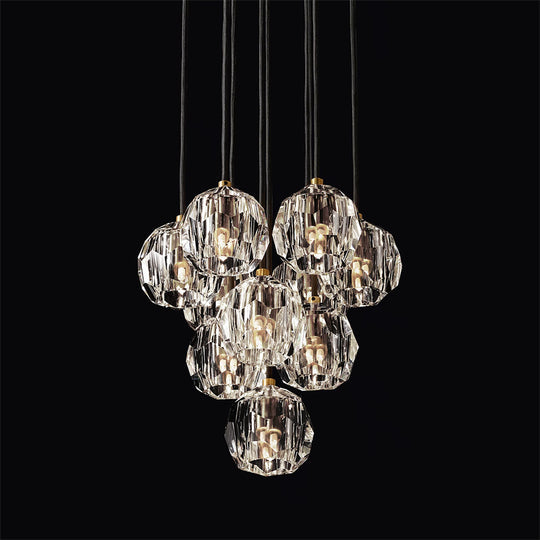 Bille De Crystal Ball Cluster Chandelier 14"