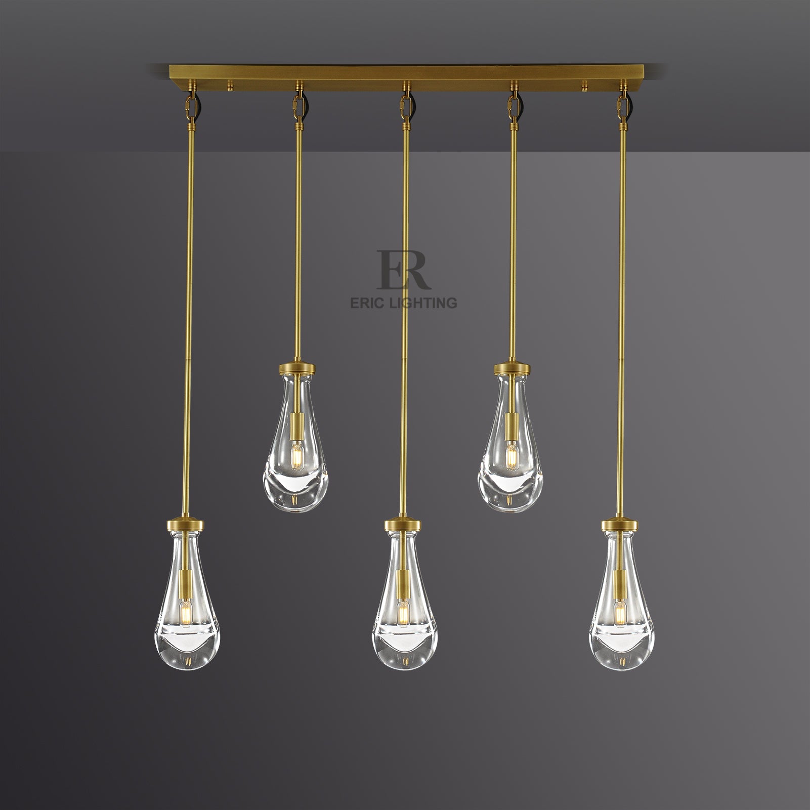 Raindrop De Linear Chandelier 5-Lights L 36"