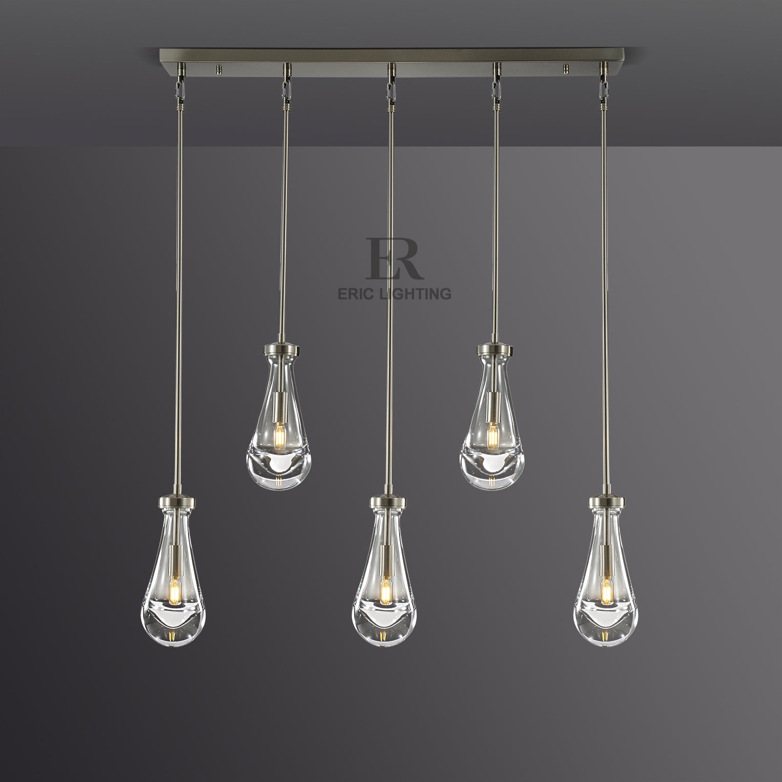 Raindrop De Linear Chandelier 5-Lights L 36"