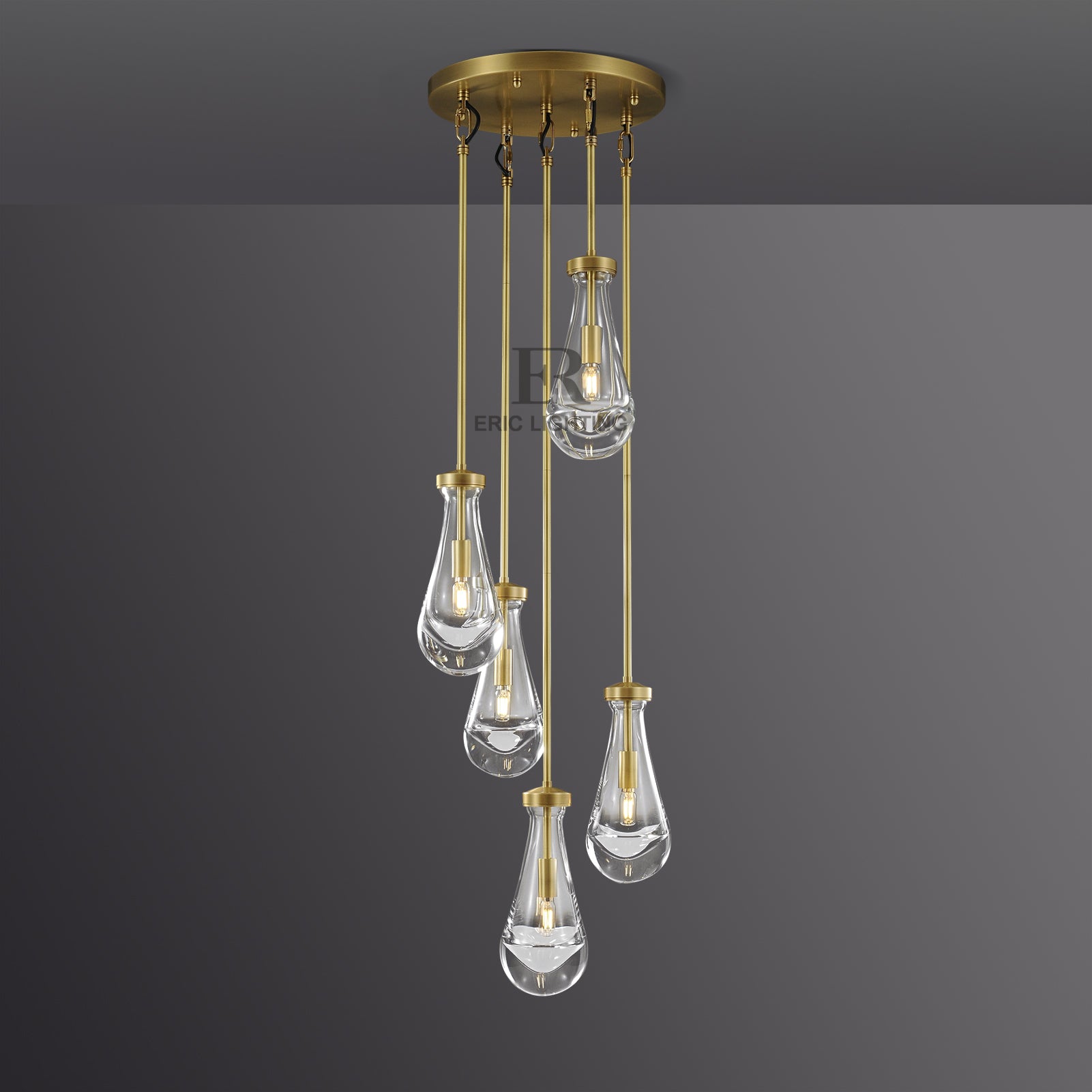 Raindrop De Round Chandelier 5-Lights D 14"