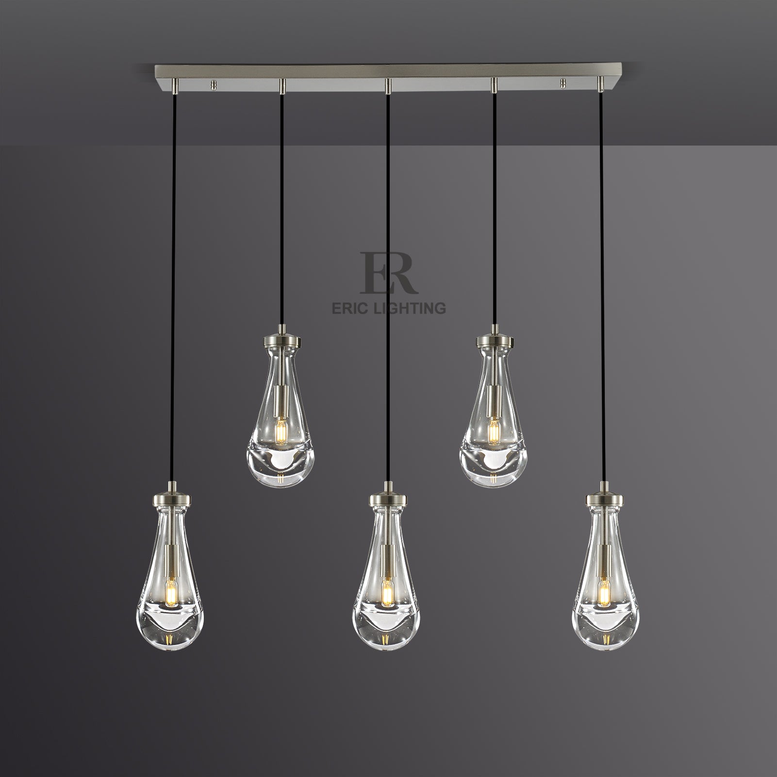 Raindrop De Linear Chandelier 5-Lights L 36"