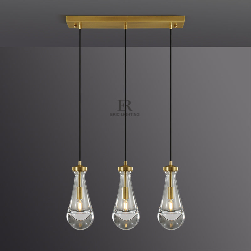 Raindrop De Linear Chandelier 3-Lights L 22"