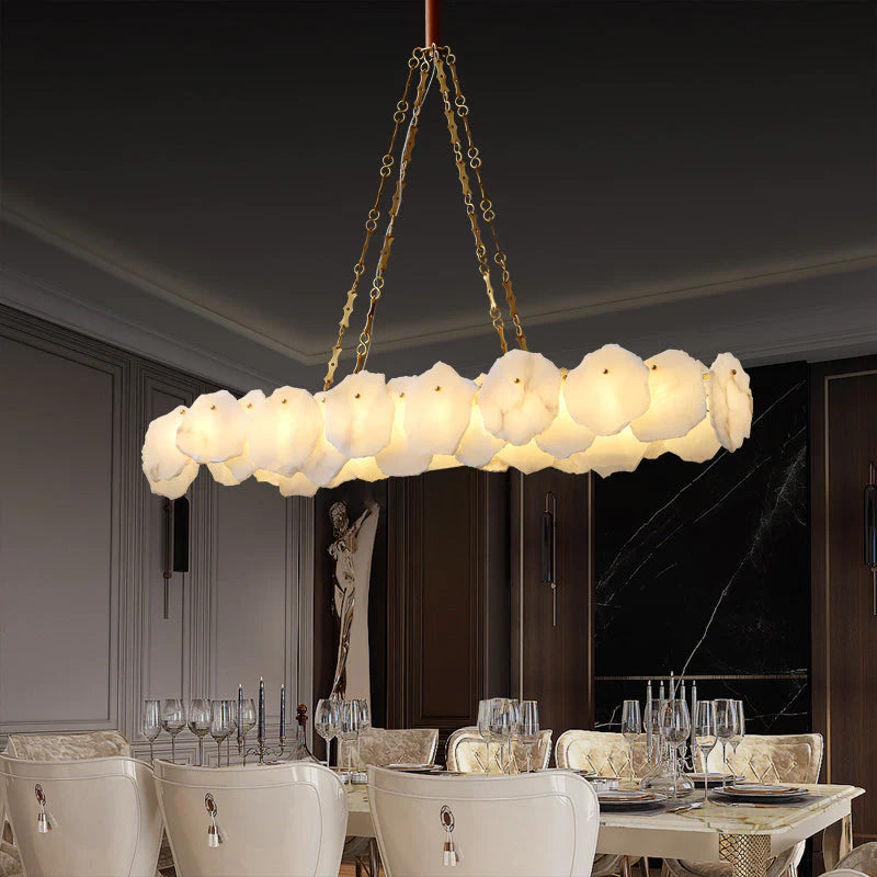 Marble Modern Snowflake Linear Chandelier