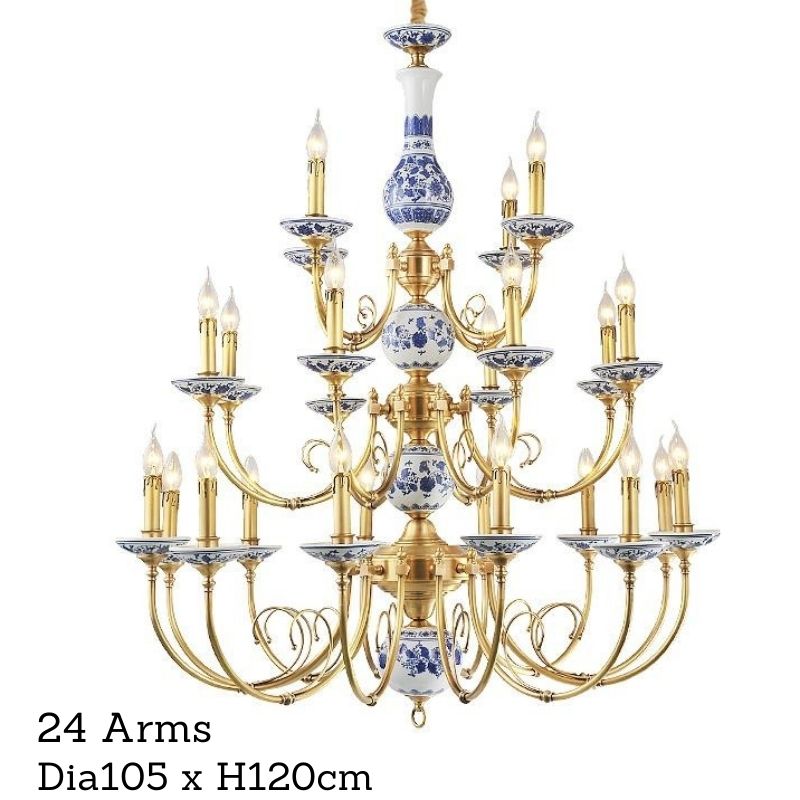 Royal Blue & White Porcelain Chandelier