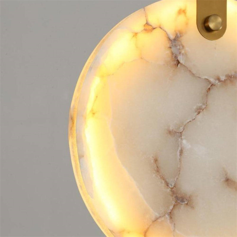 Modern Discs Alabaster Long Staircase Chandelier