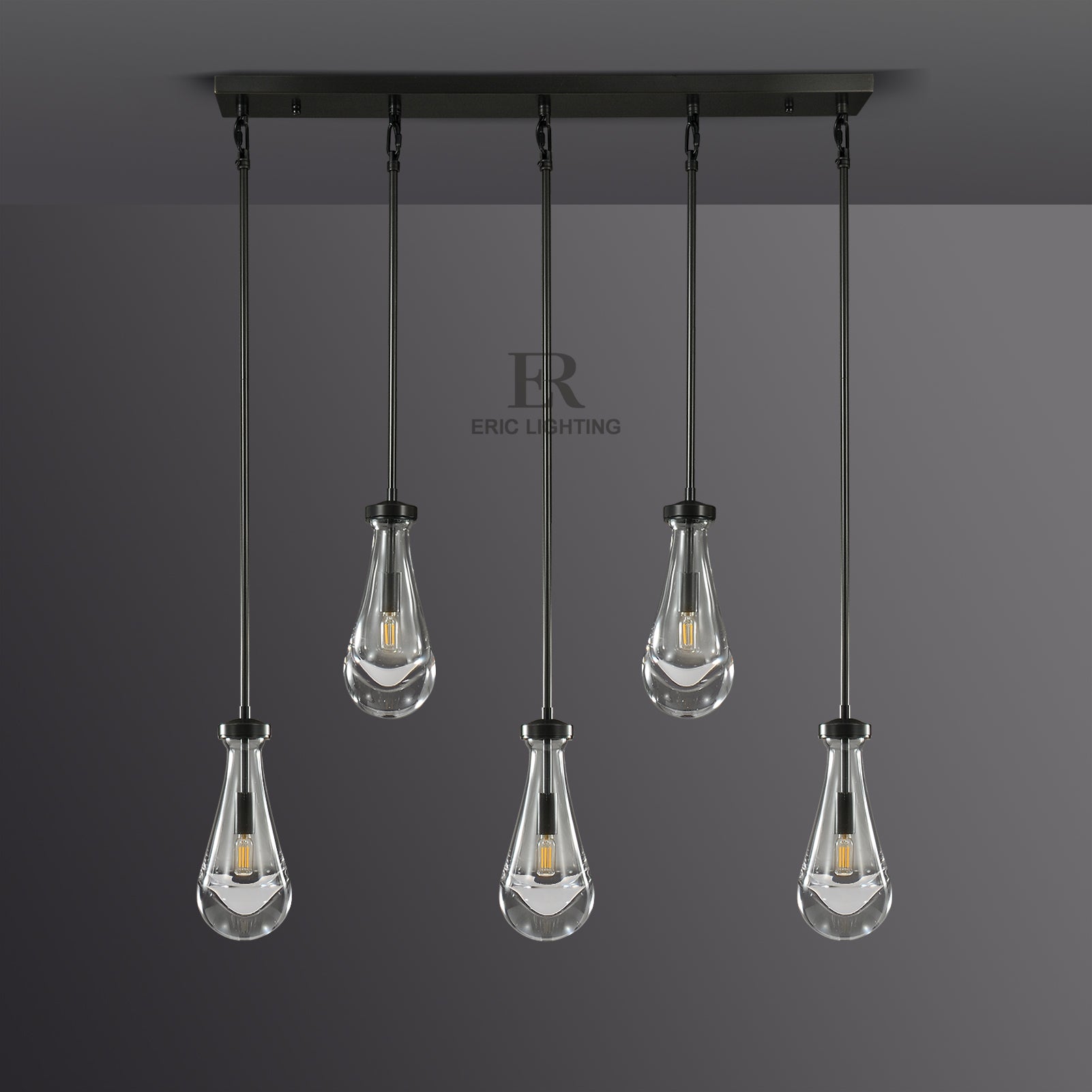 Raindrop De Linear Chandelier 5-Lights L 36"