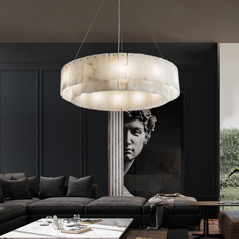 Victoria Alabaster Modern Round Chandelier For Living Room