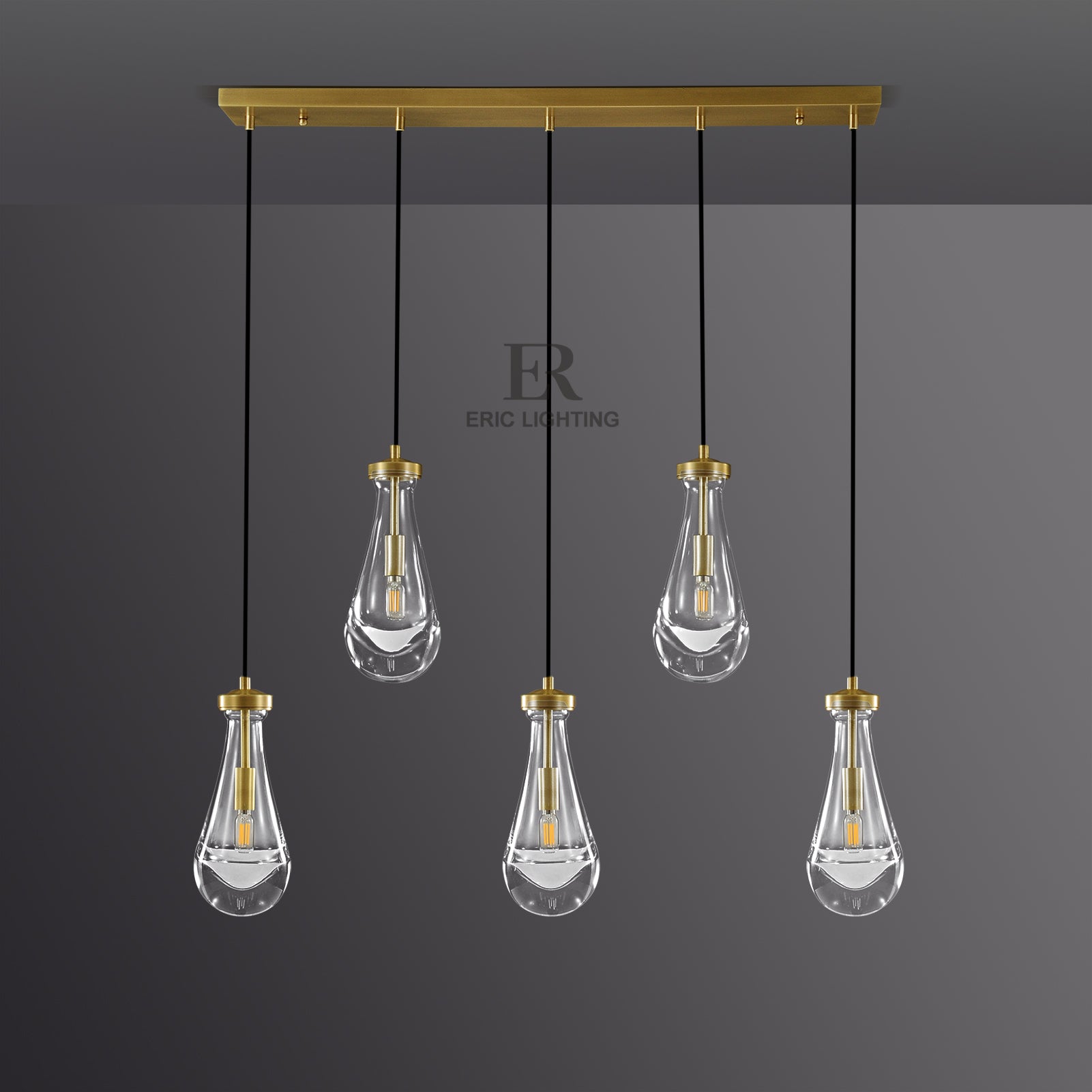 Raindrop De Linear Chandelier 5-Lights L 36"