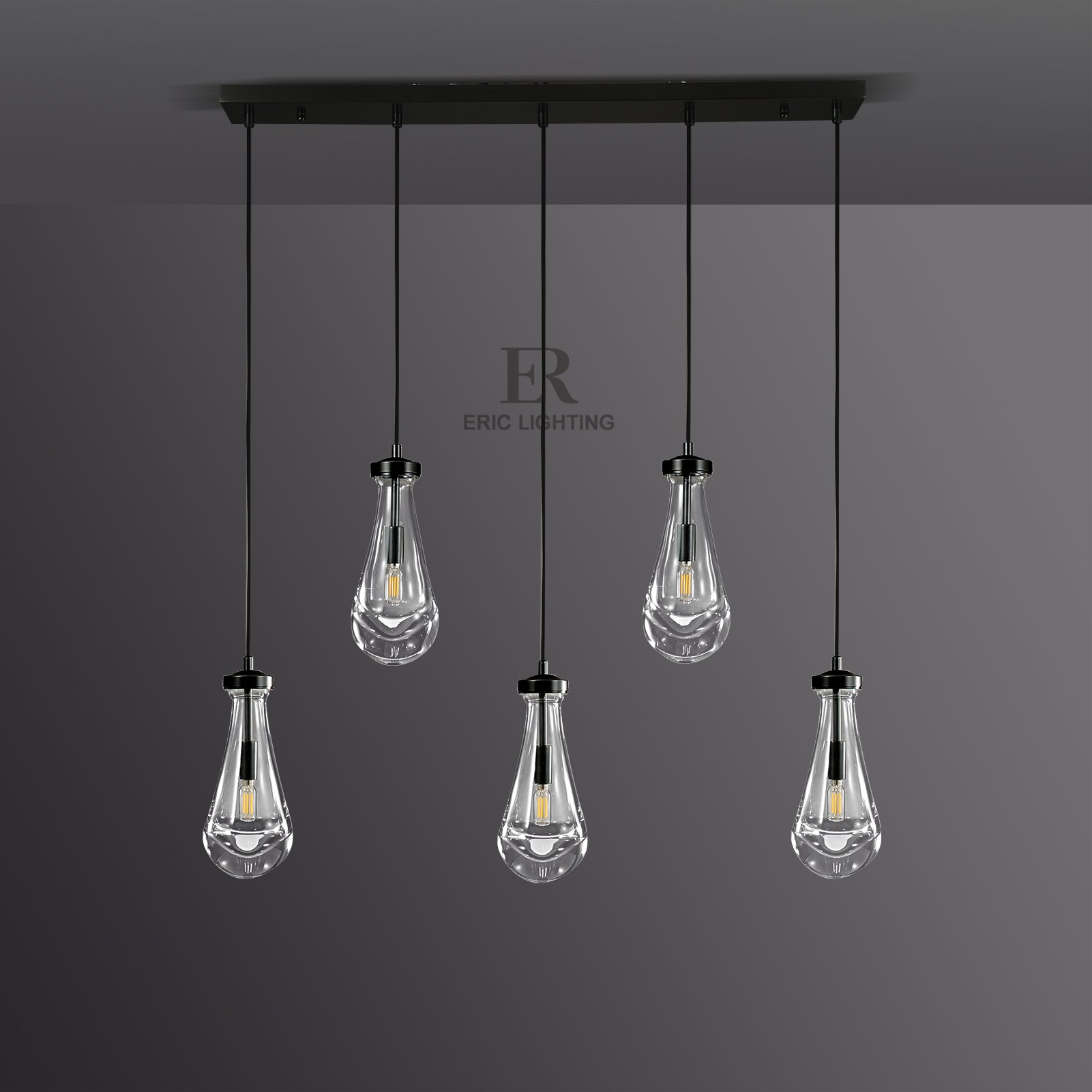 Raindrop De Linear Chandelier 5-Lights L 36"