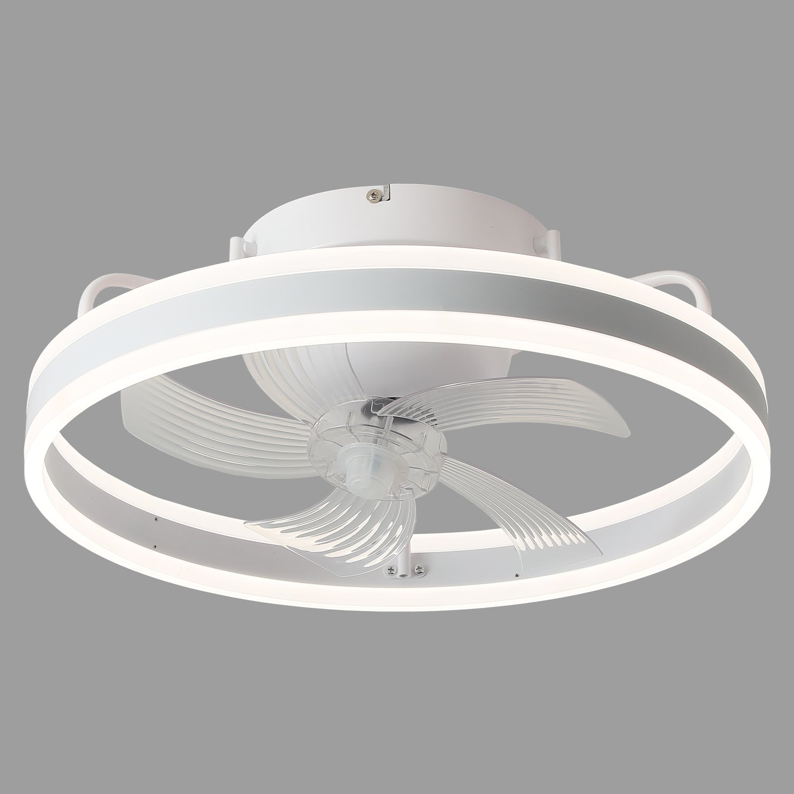 360 ° Shake your head Ceiling Fans with Lights With Remote, Small Black Ceiling Fan with Dimming for Bedroom（White)