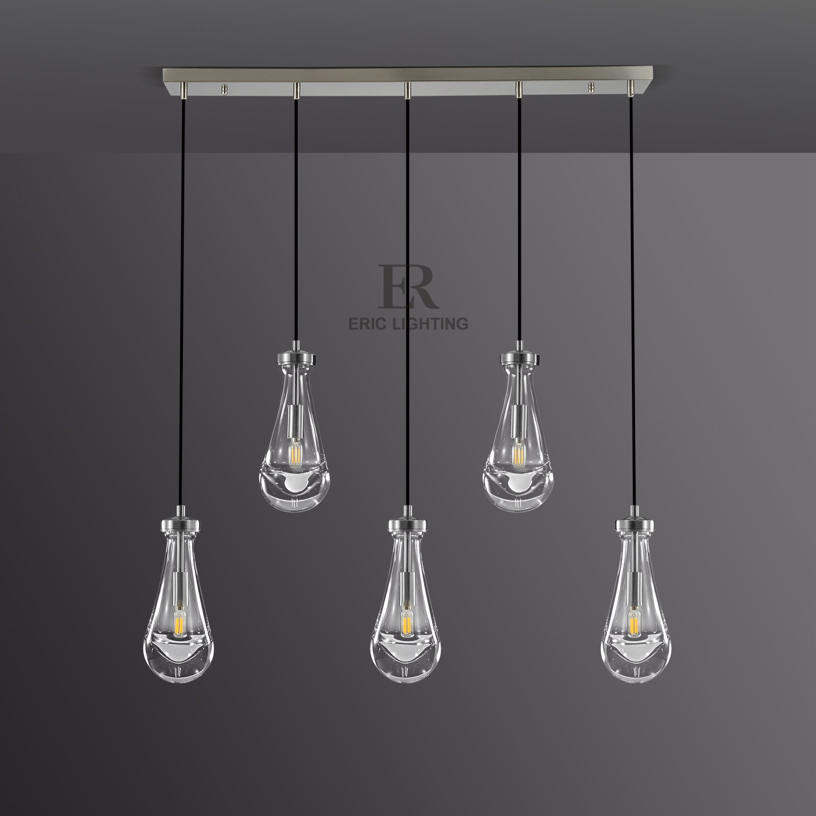 Raindrop De Linear Chandelier 5-Lights L 36"