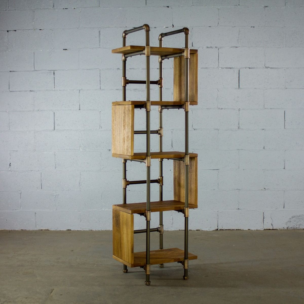 Modern Five Shelf Open Pipe Display Bookcase