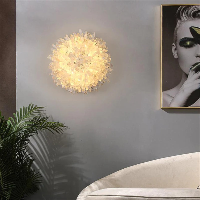 Mamie Rock Crystal Wall Sconce for Bedroom