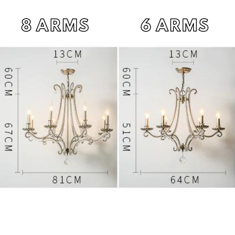 French Cast Metal Chandelier