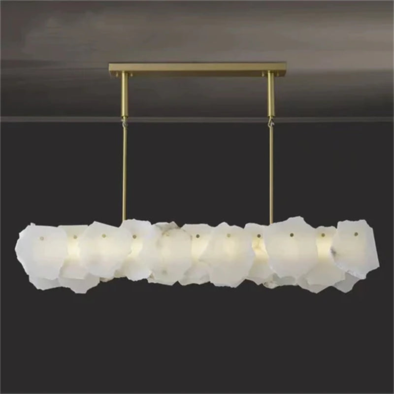 Alabaster Modern Snowflake Linear Chandelier