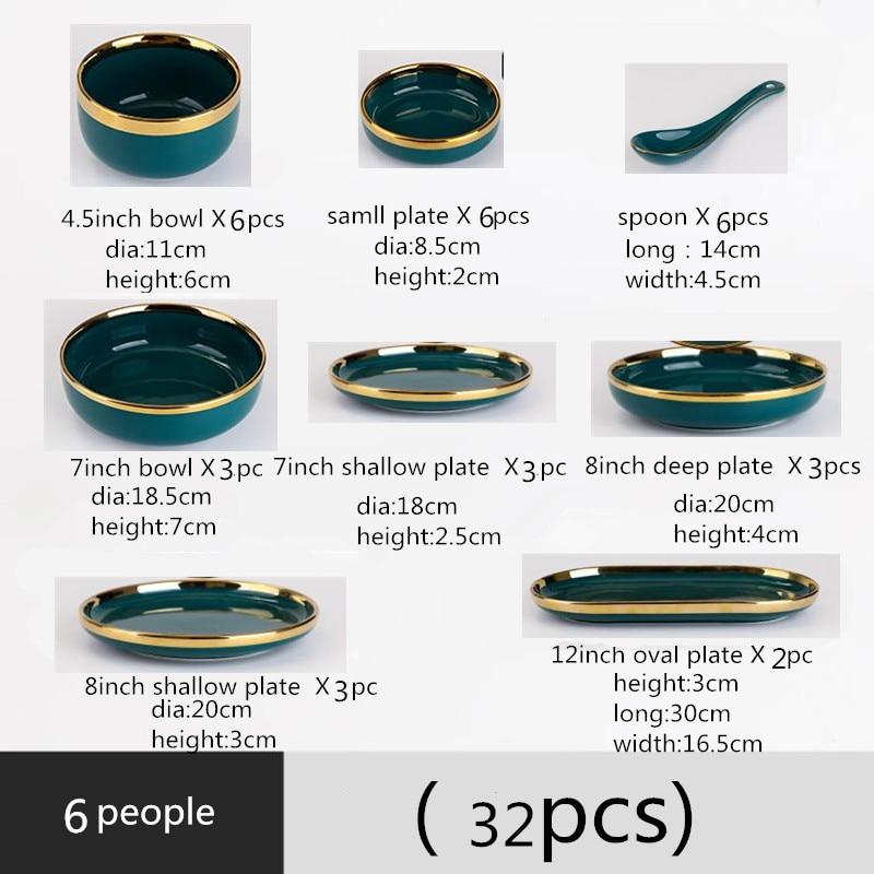 Green Ceramics Tableware Set