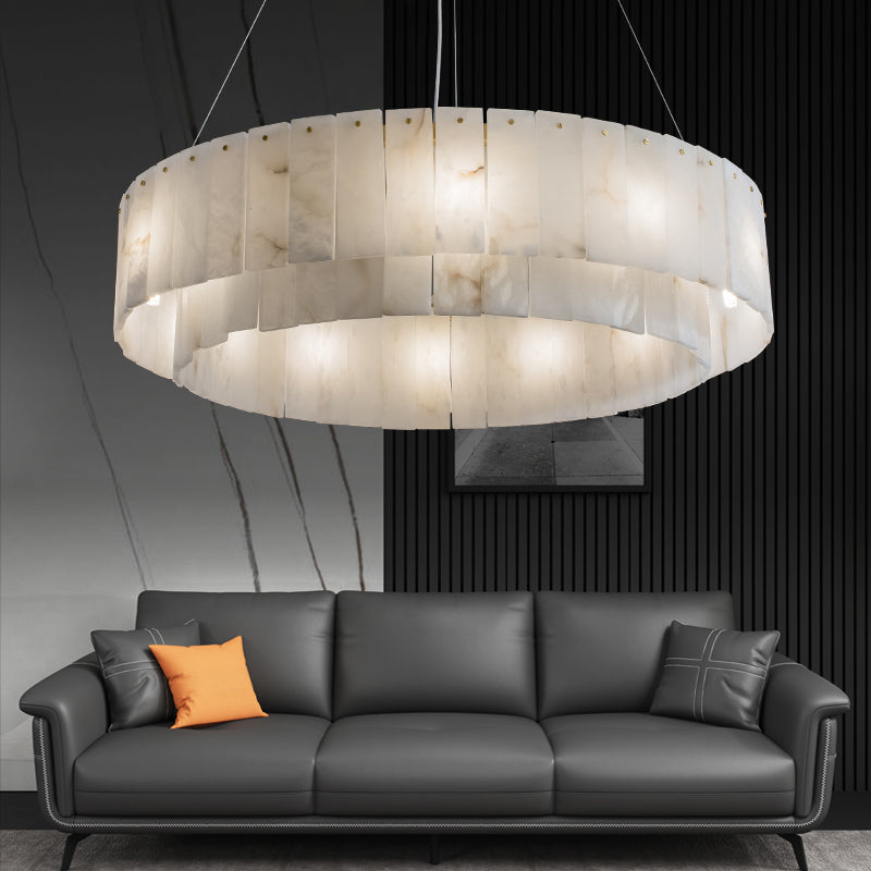 Victoria Alabaster Modern Round Chandelier For Living Room