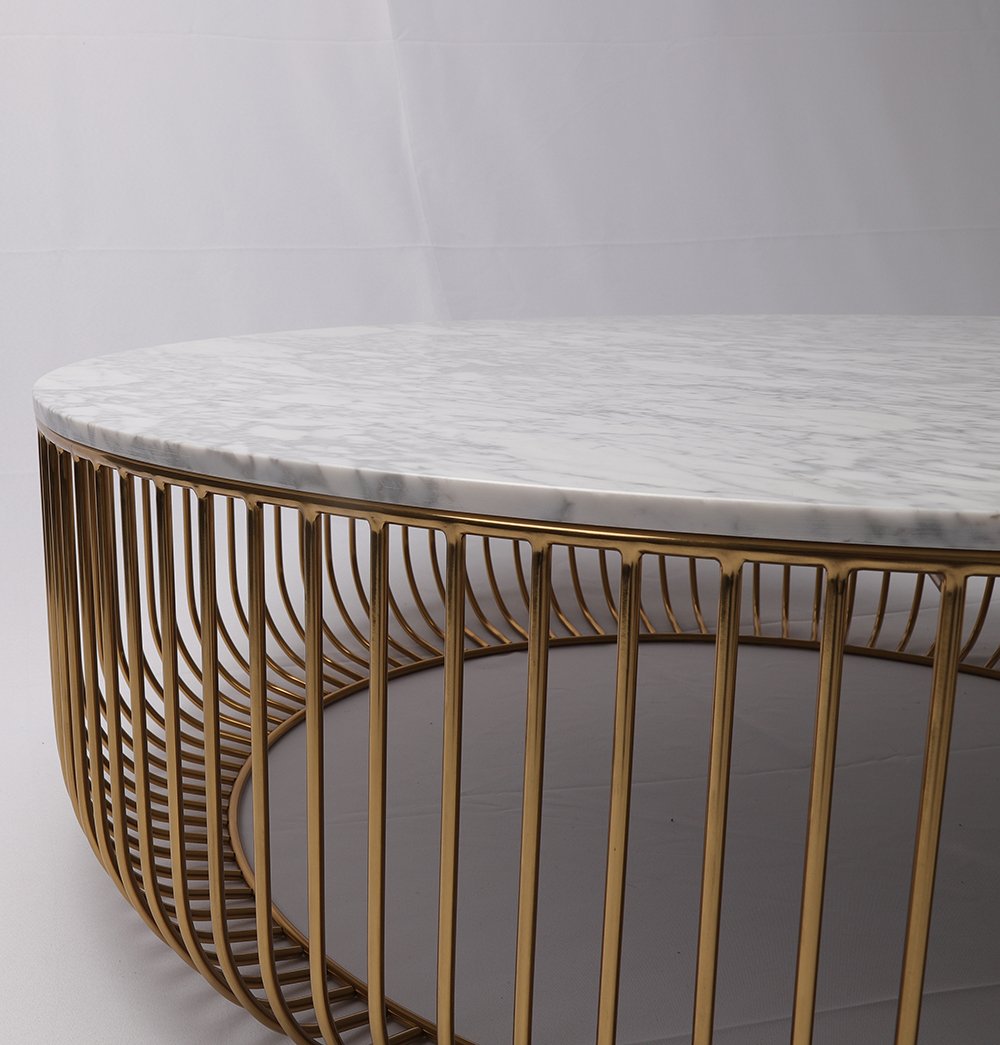 Mie Coffee Table - Carrara Marble Top & Gold Base