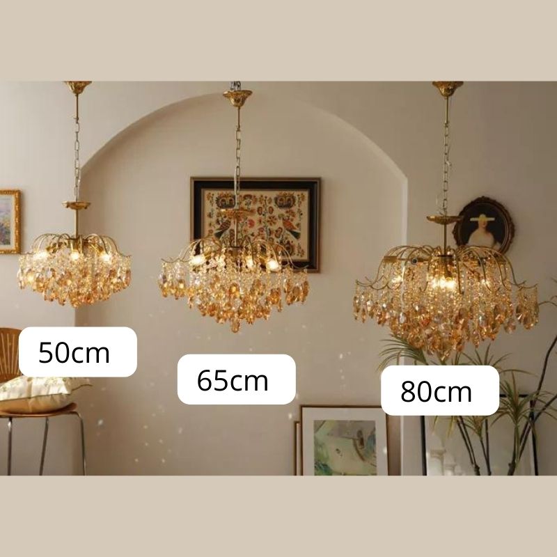 Retro Romantic Amber Crystal Chandelier