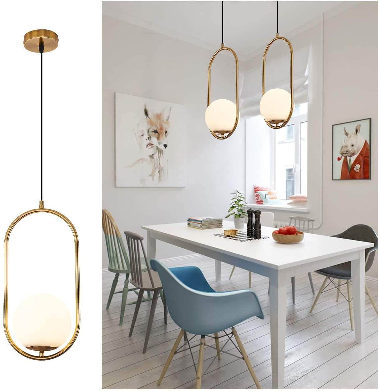 White Single Ball Pendant Chandelier