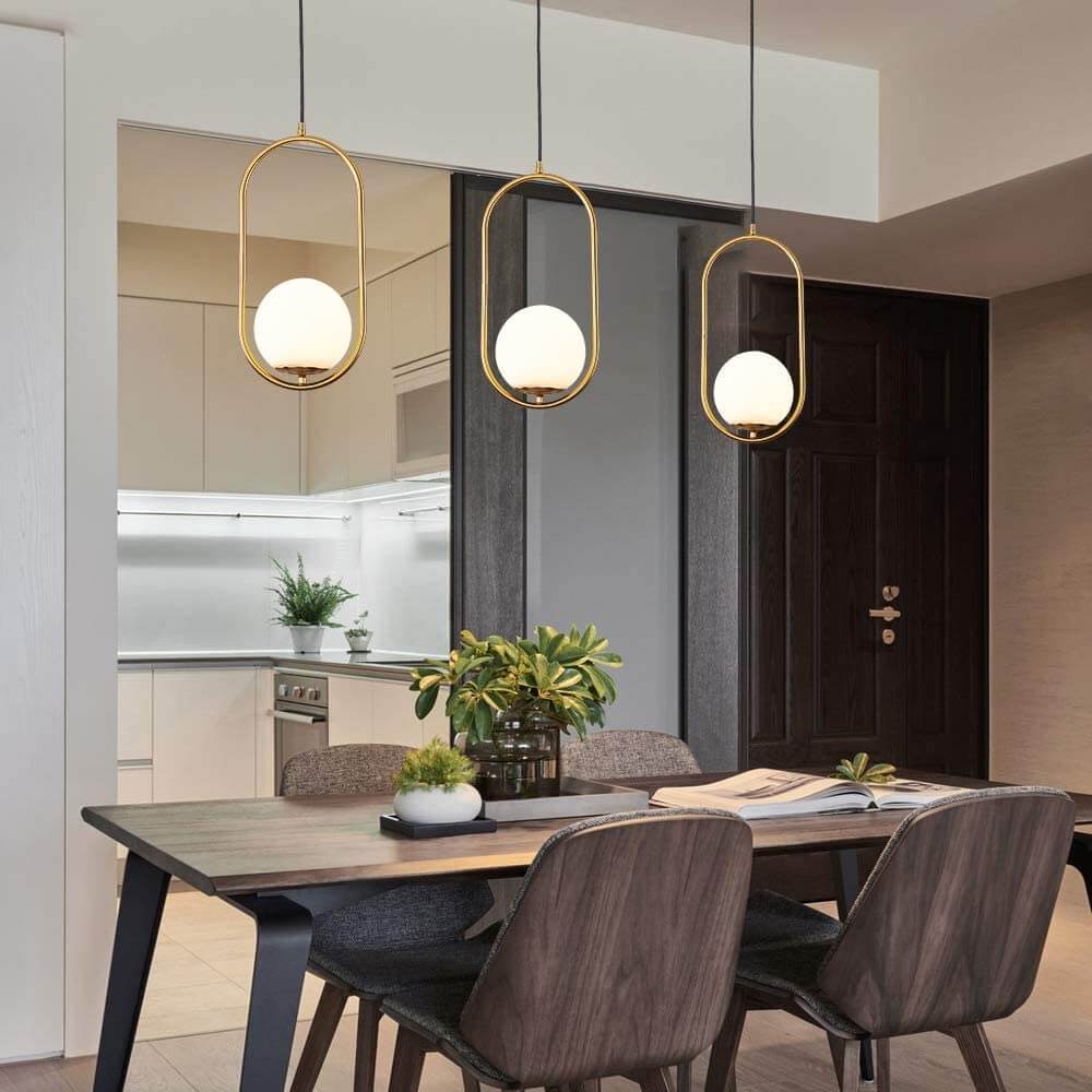 White Single Ball Pendant Chandelier