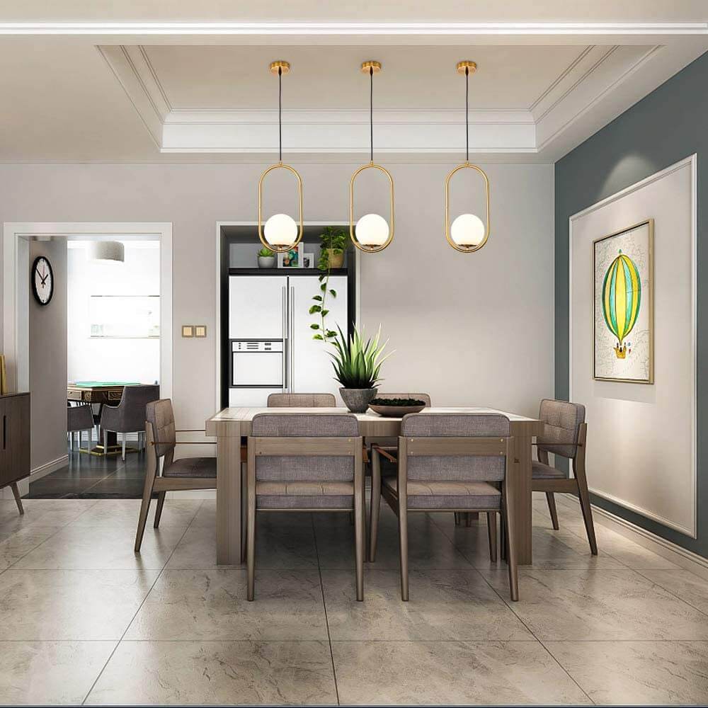 White Single Ball Pendant Chandelier