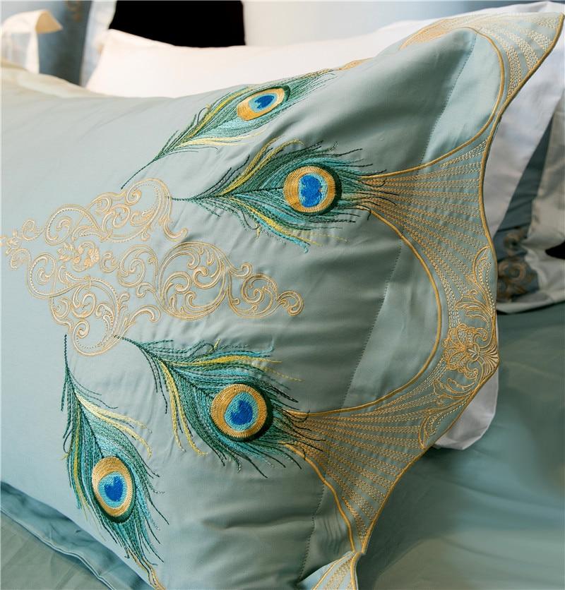 Peacock Pattern Embroidery Duvet Set