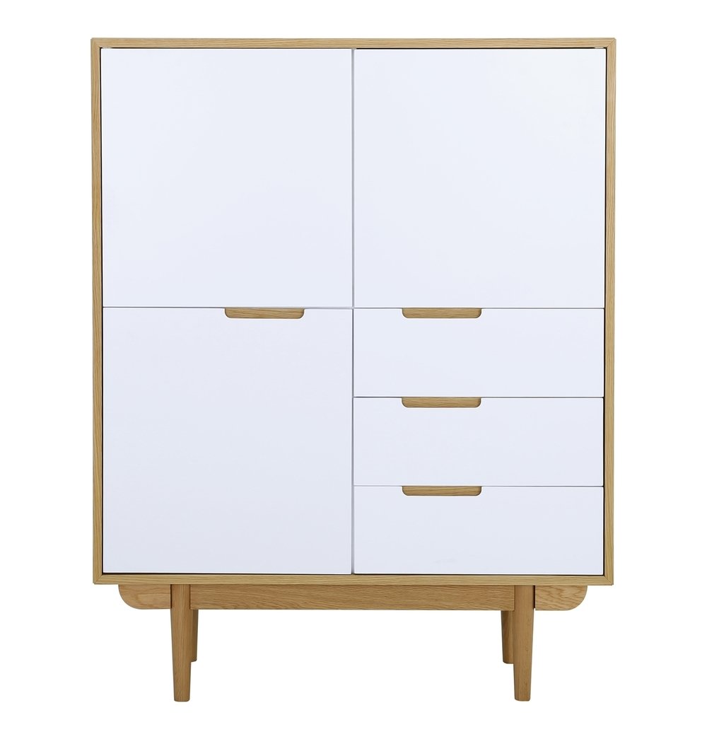 Nakula - Oak & White Tall Sideboard