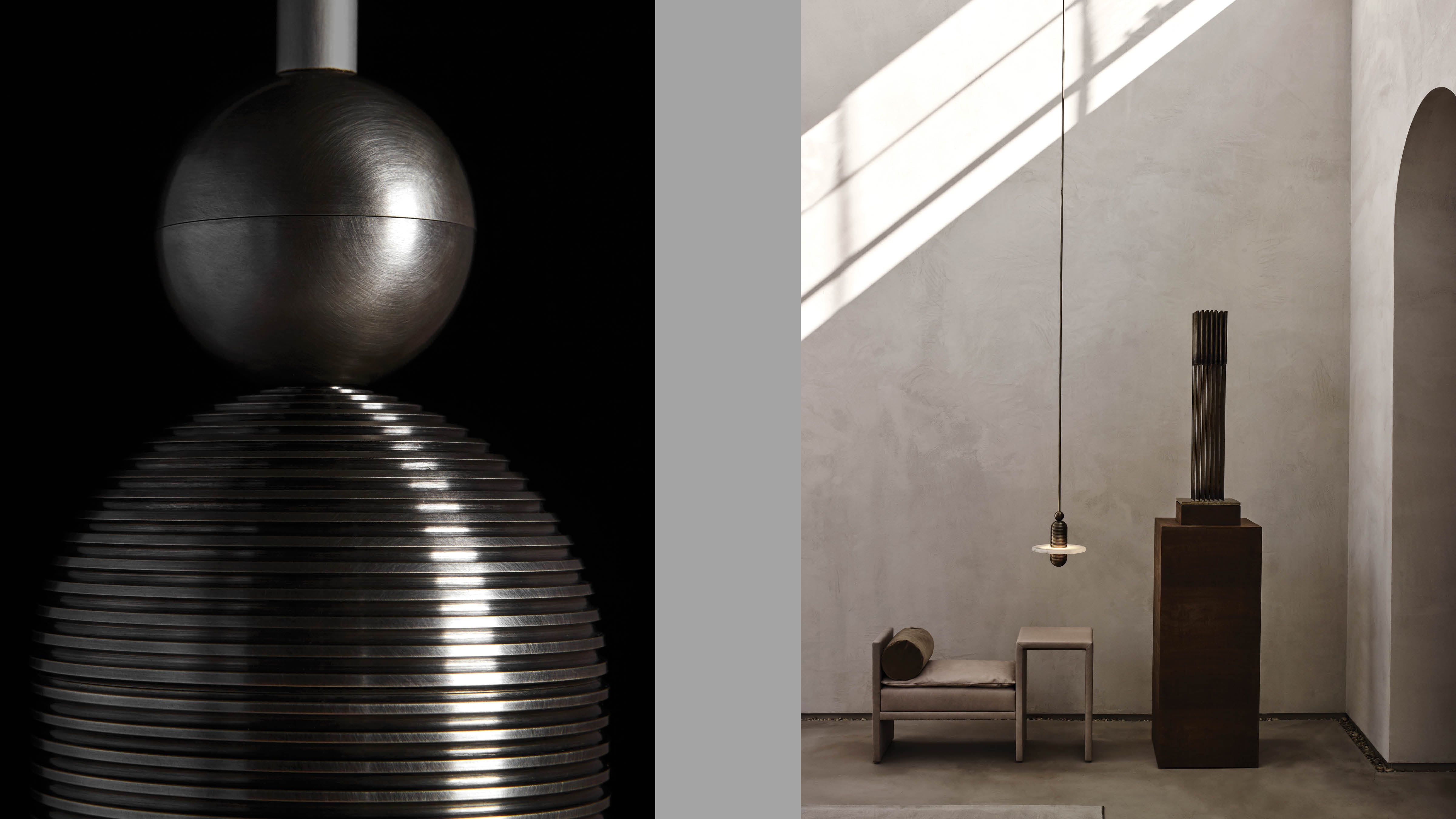 Momo Pendant light Blackened Brass Color