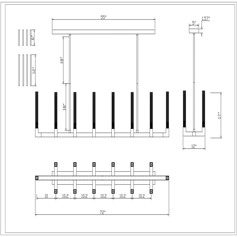 Amorra Candlestick Linear Chandelier 72"
