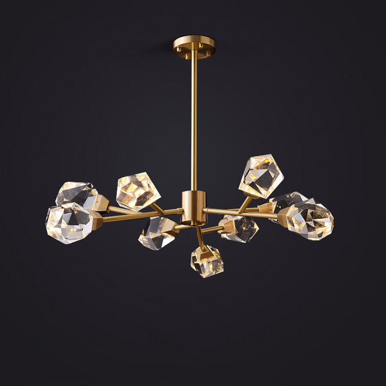 A Masonry Faceted Crystal Prisms Chandelier