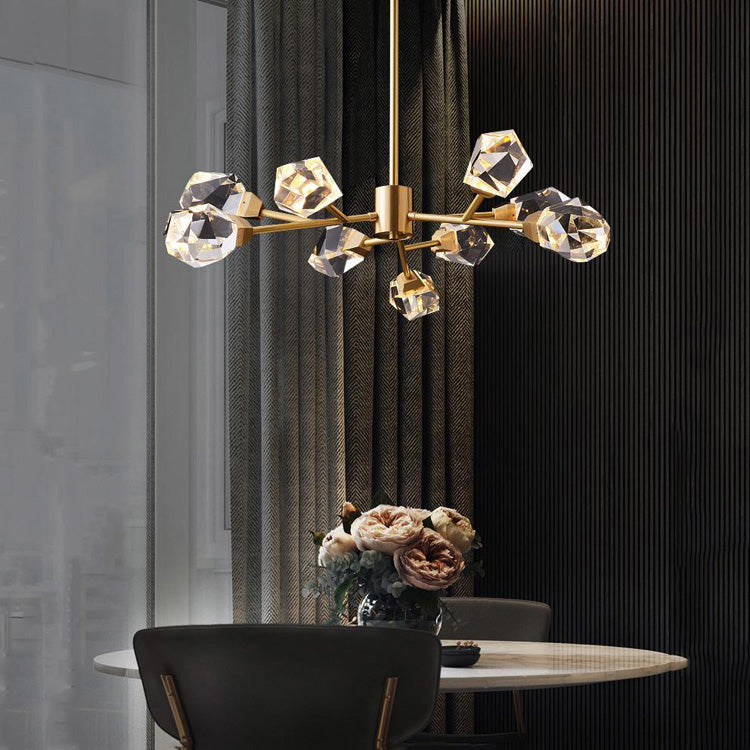 A Masonry Faceted Crystal Prisms Chandelier
