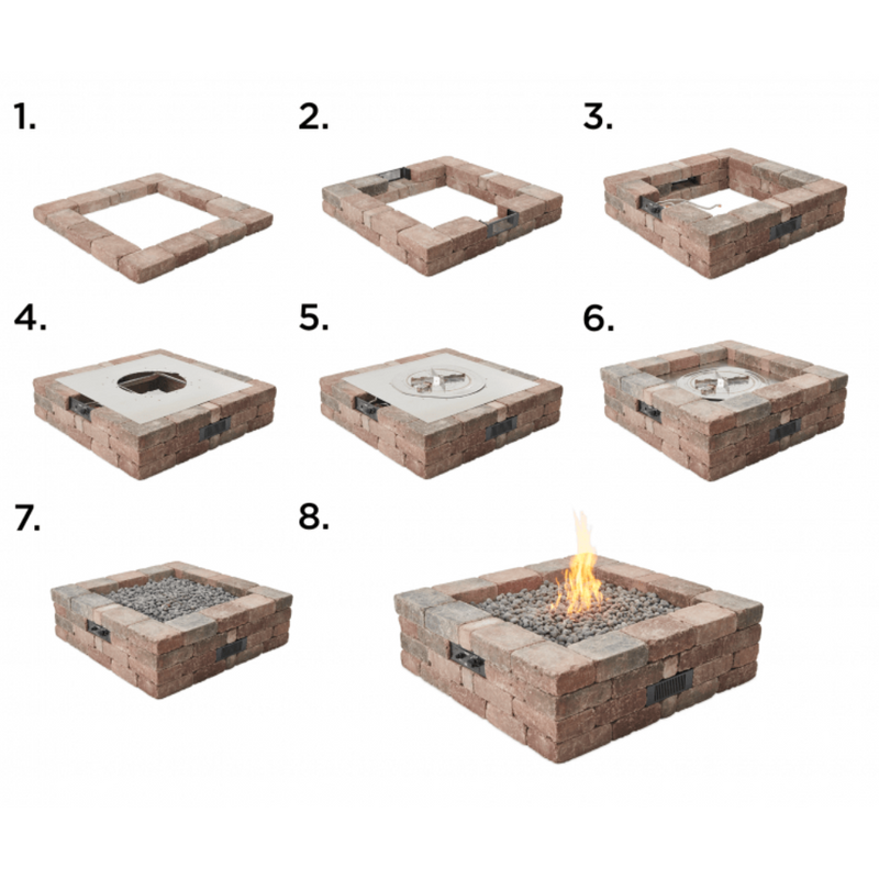 The Outdoor Greatroom Company Bronson Block Square Gas Fire Pit Kit (BRON5151-K)