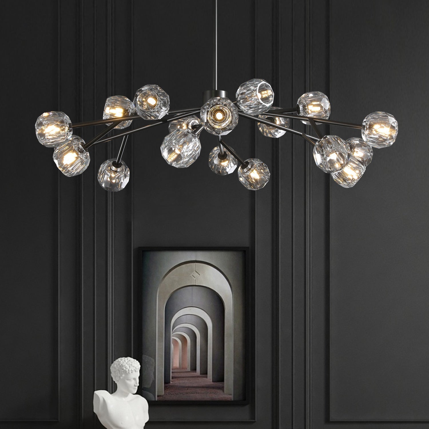 Bille De Crystal Ball Round Chandelier 48"