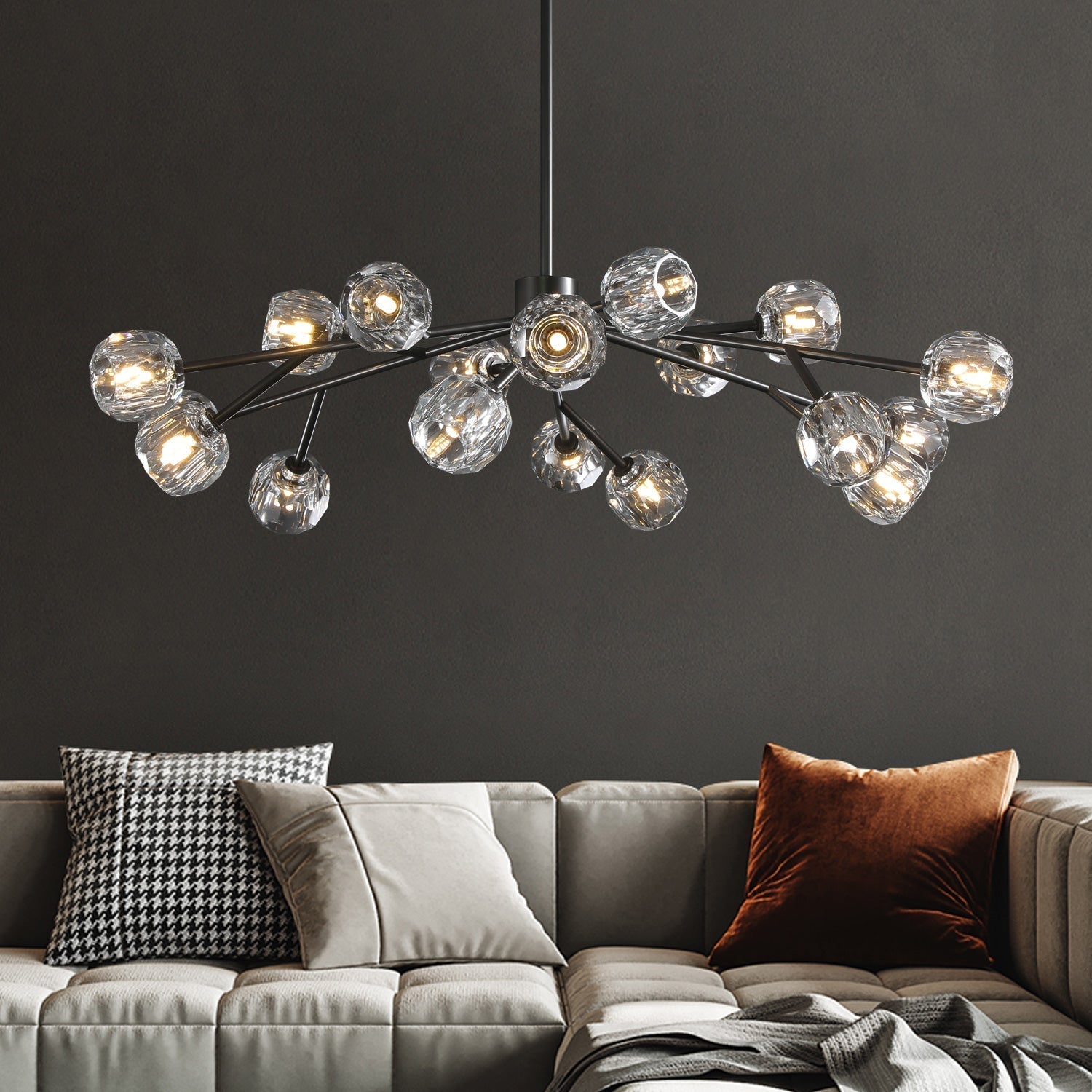 Bille De Crystal Ball Round Chandelier 48"